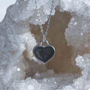 3/$20 White Gold Black Graphite Resin Heart Handmade Charm Pendant Necklace